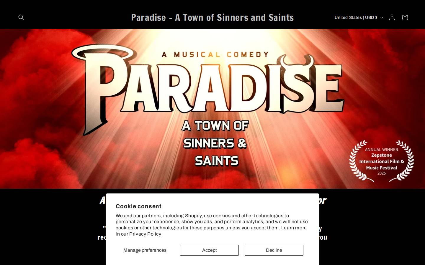 paradisebluegrassmusical.com homepage screenshot