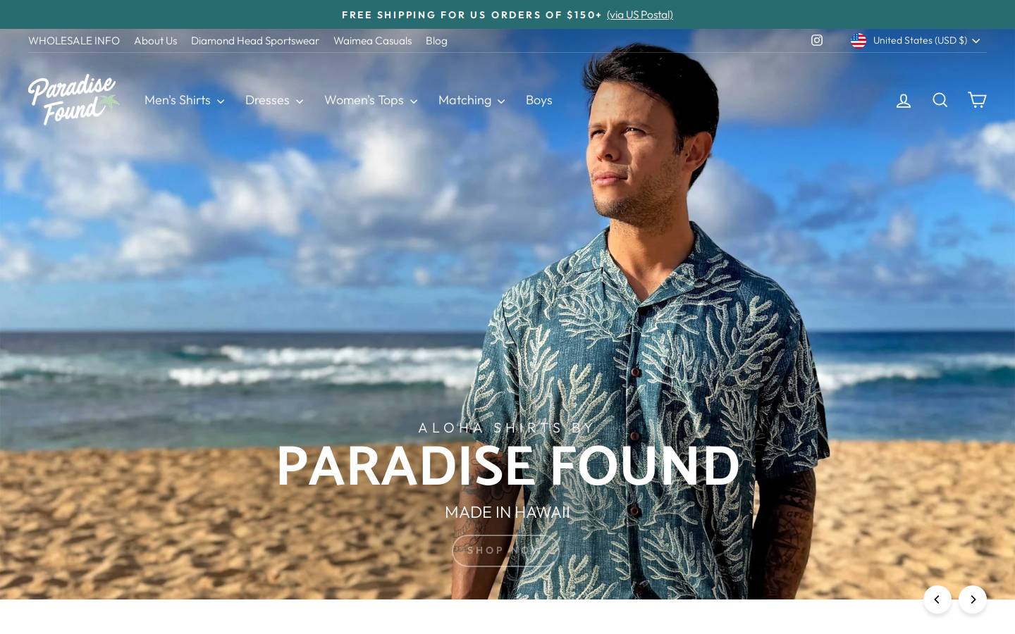 paradisefoundshirts.com homepage screenshot