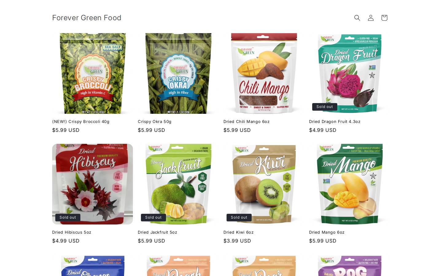 paradisegreenfood.com homepage screenshot