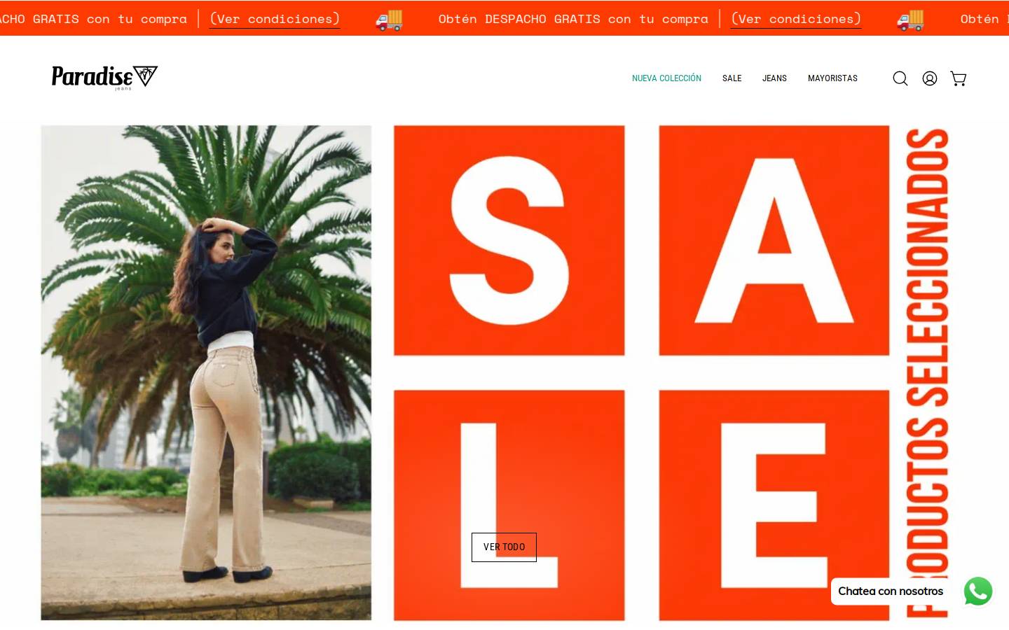 paradisejeans.cl homepage screenshot