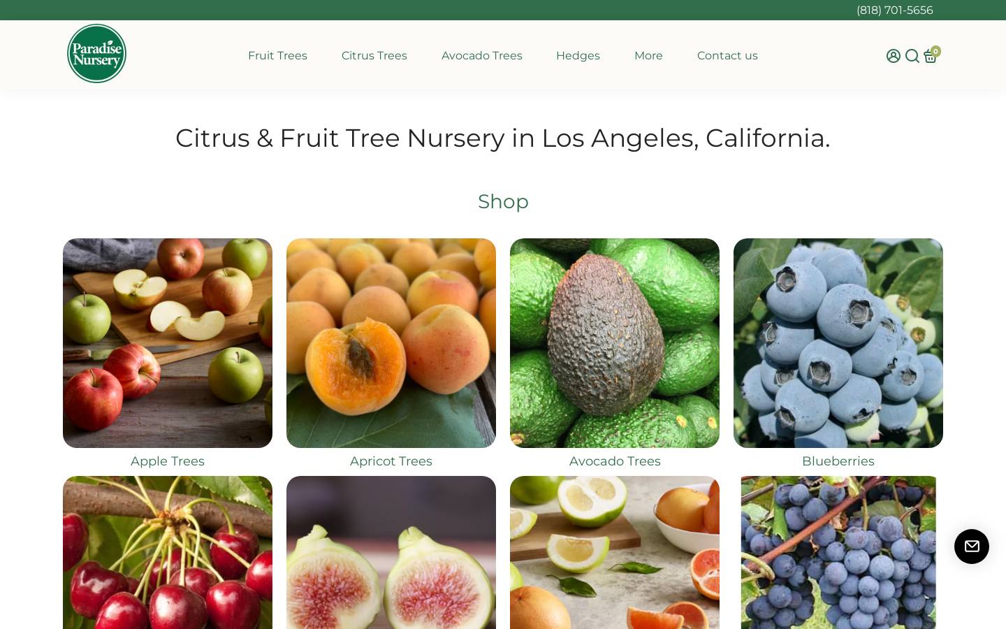 paradisenursery.com homepage screenshot