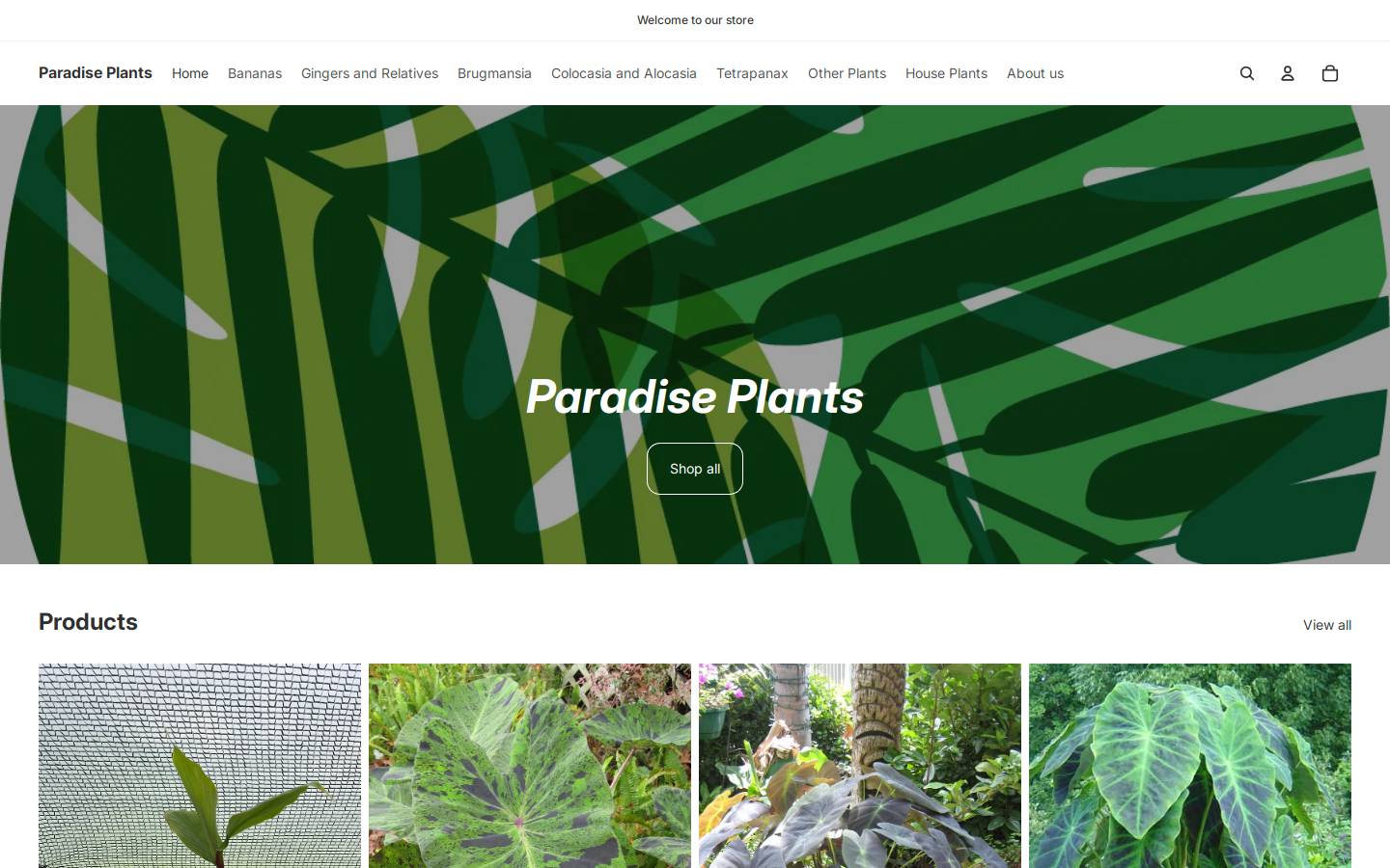 Paradiseplants homepage screenshot