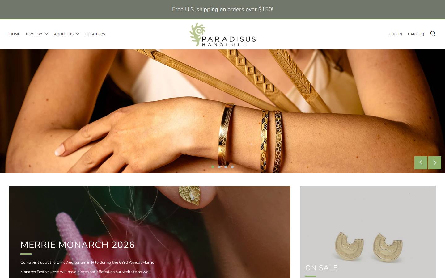 paradisusjewelry.com homepage screenshot