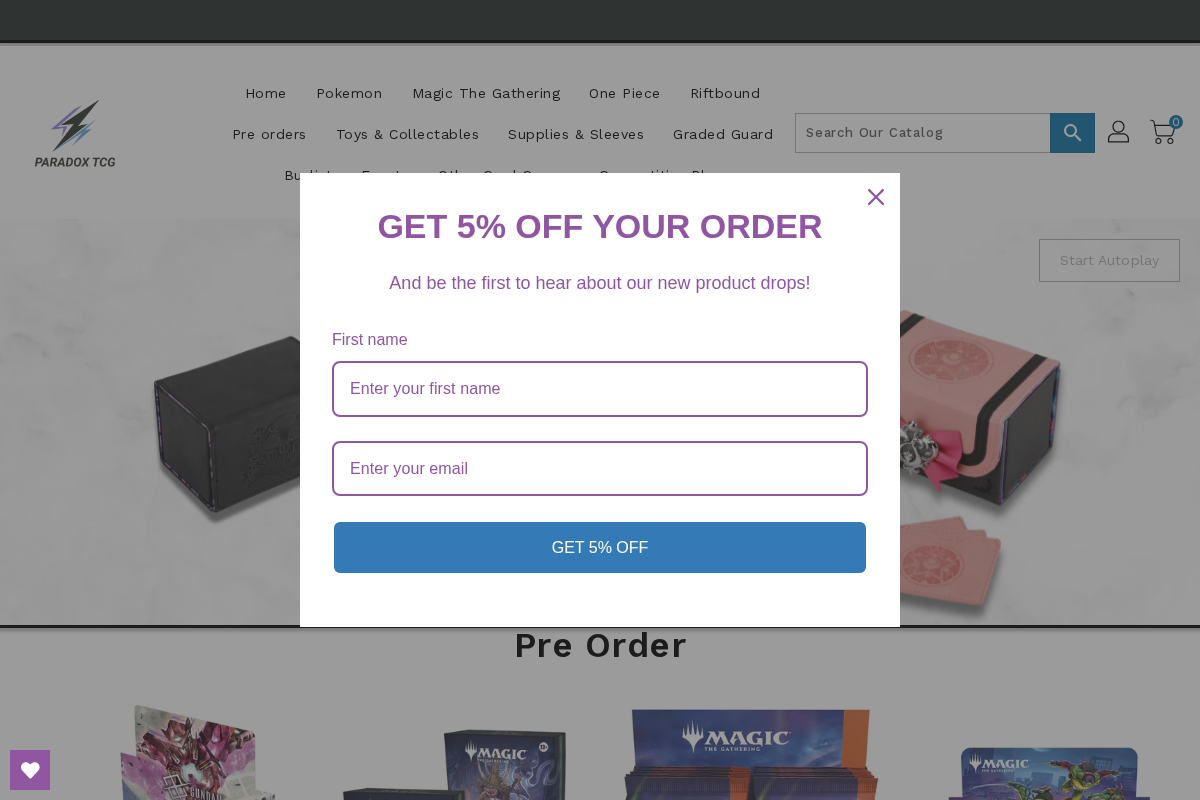 Paradox TCG homepage screenshot