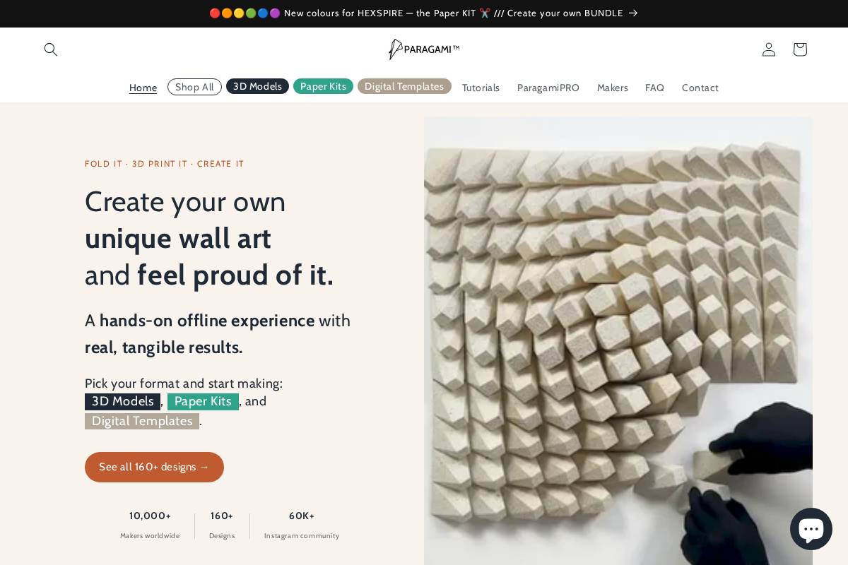 paragami.com homepage screenshot