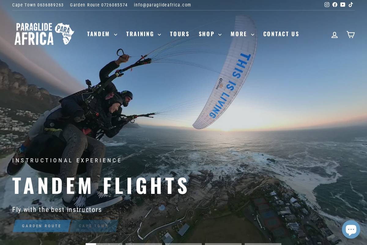 paraglideafrica.com homepage screenshot
