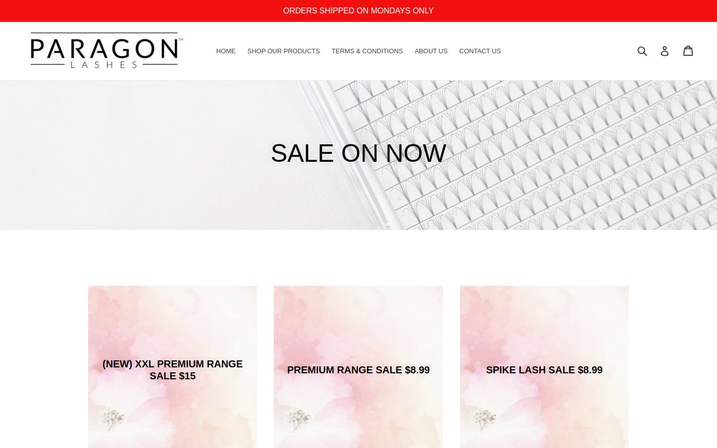 paragonlashes.com.au homepage screenshot