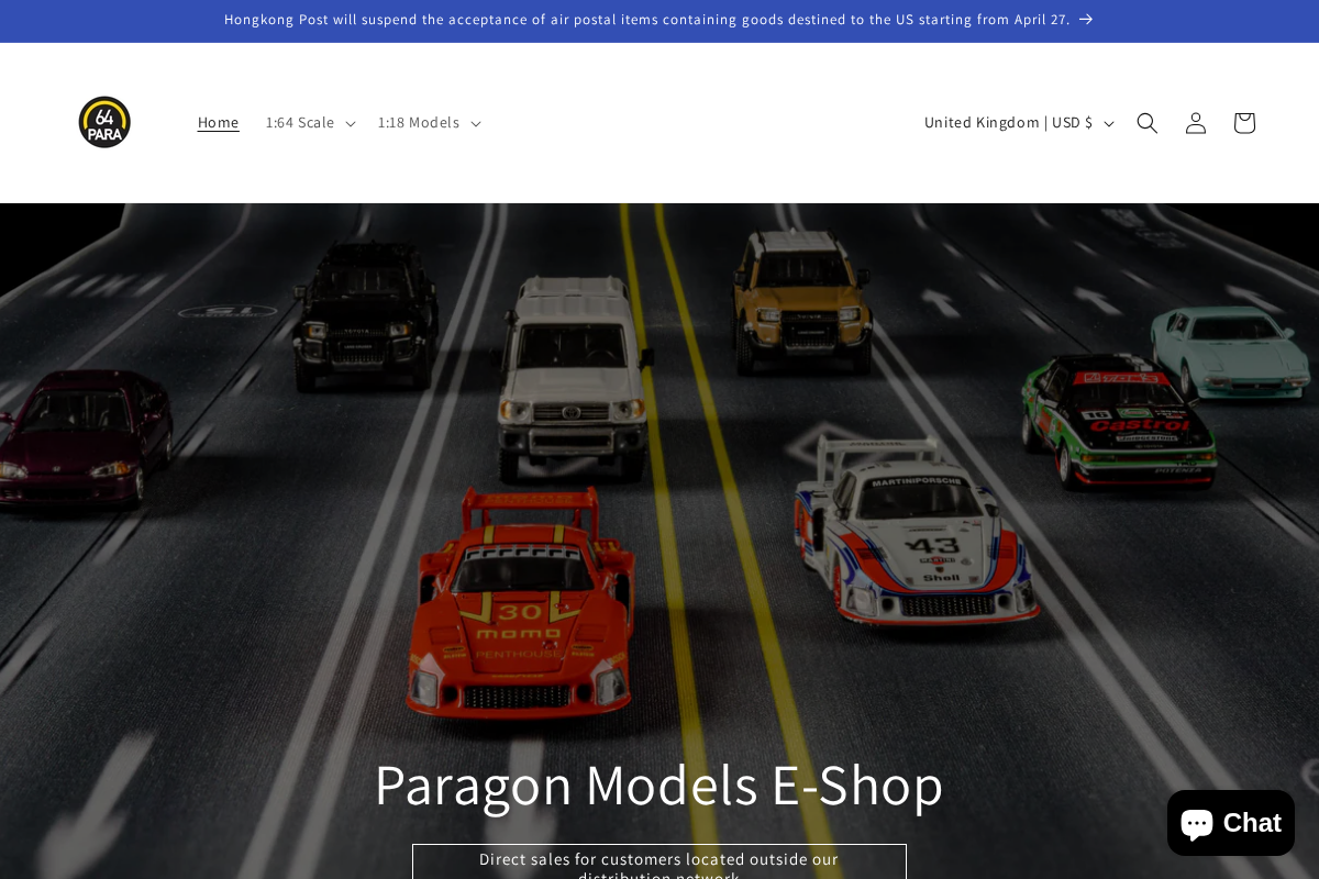 Paragonmodelstore homepage screenshot