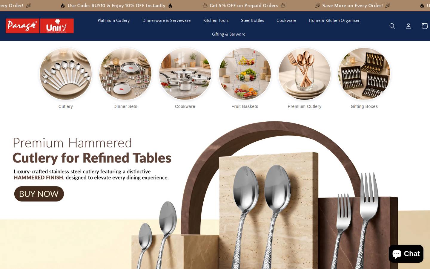 paragunifycrafts.co.in homepage screenshot