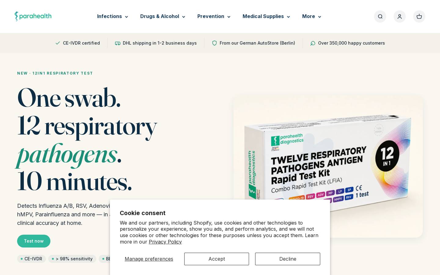 Parahealth homepage screenshot