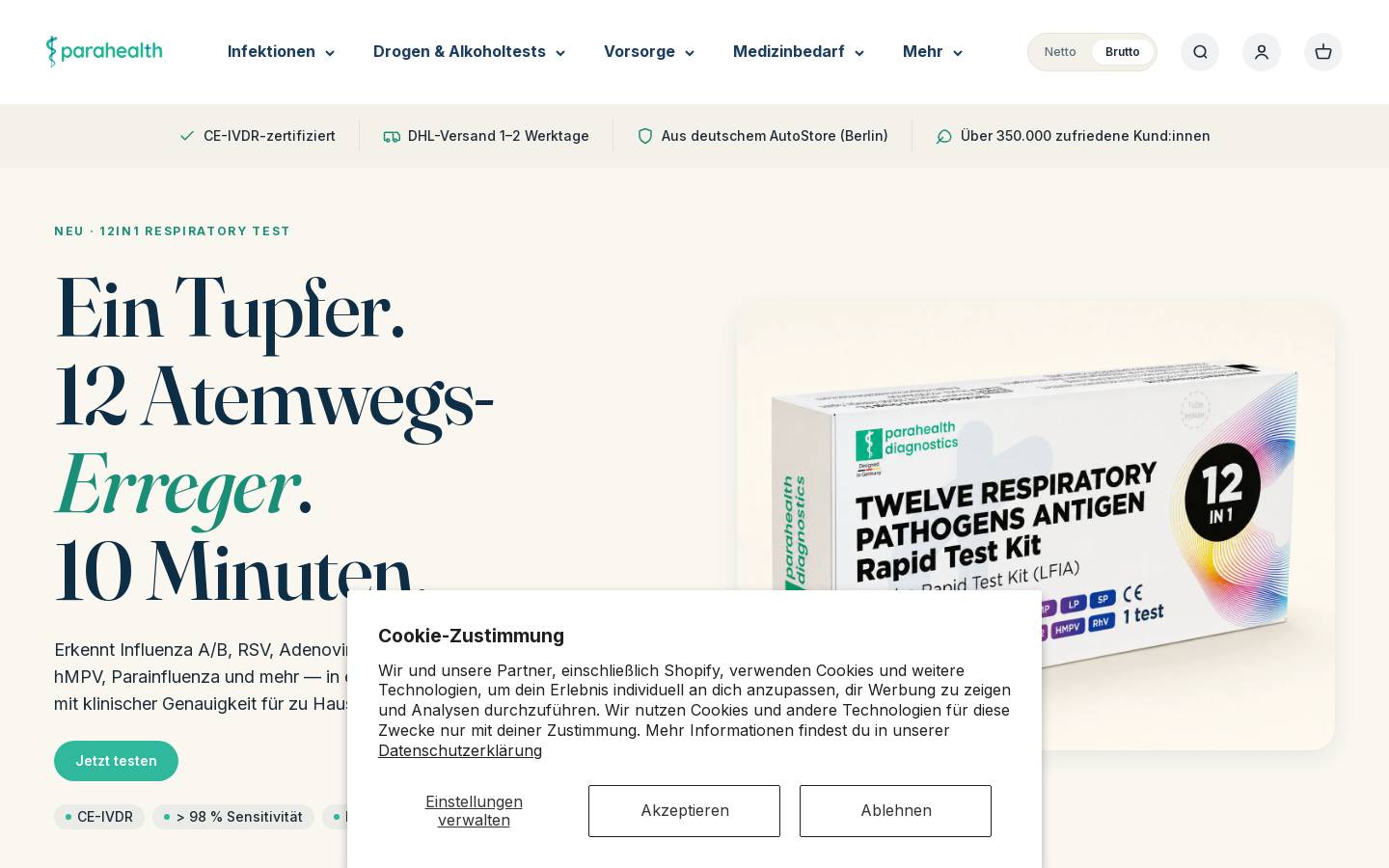 parahealth homepage screenshot
