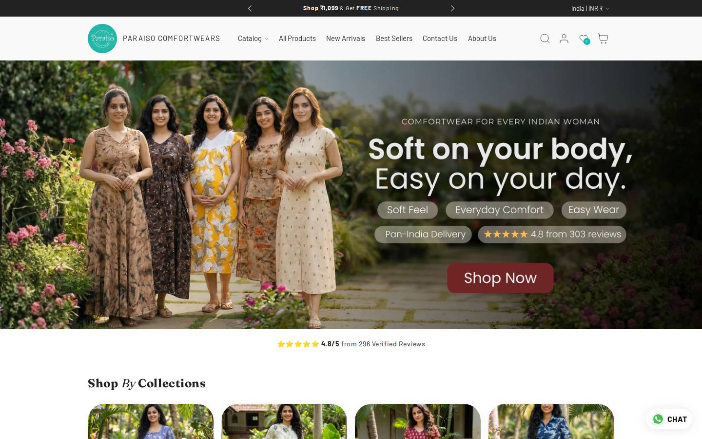 paraisocomfortwears.com homepage screenshot