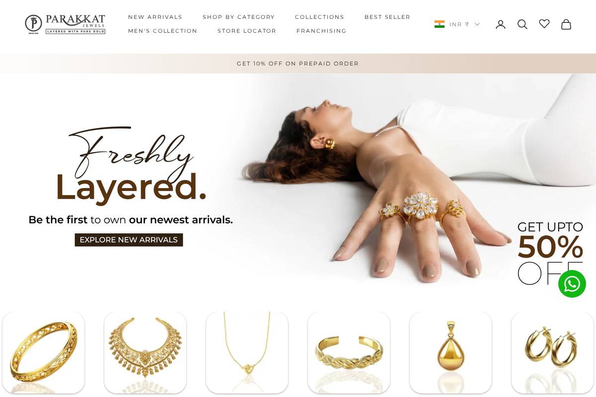 parakkatjewels.com homepage screenshot