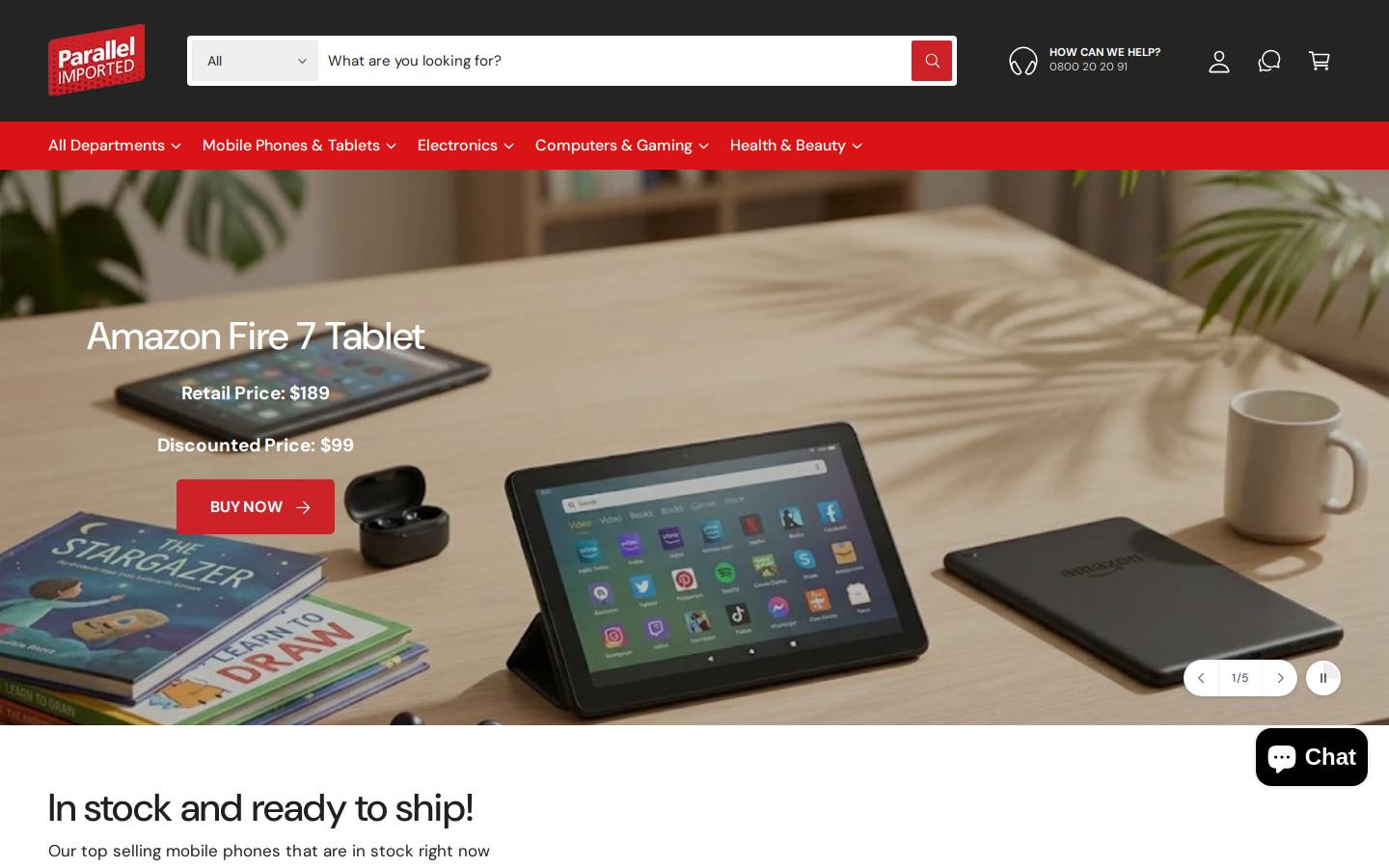 Parallel Imported homepage screenshot
