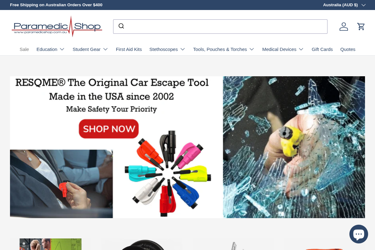 Paramedic Shop homepage screenshot