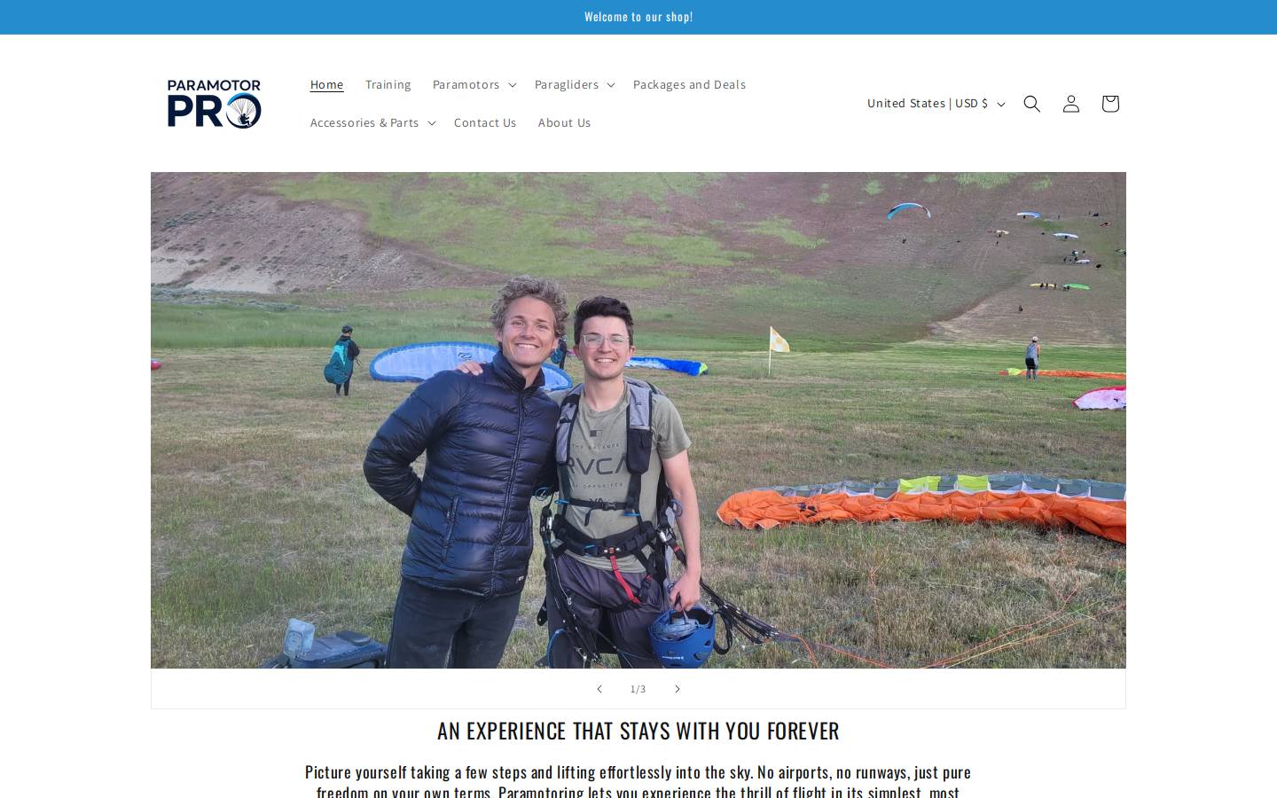 paramotorpro.com homepage screenshot