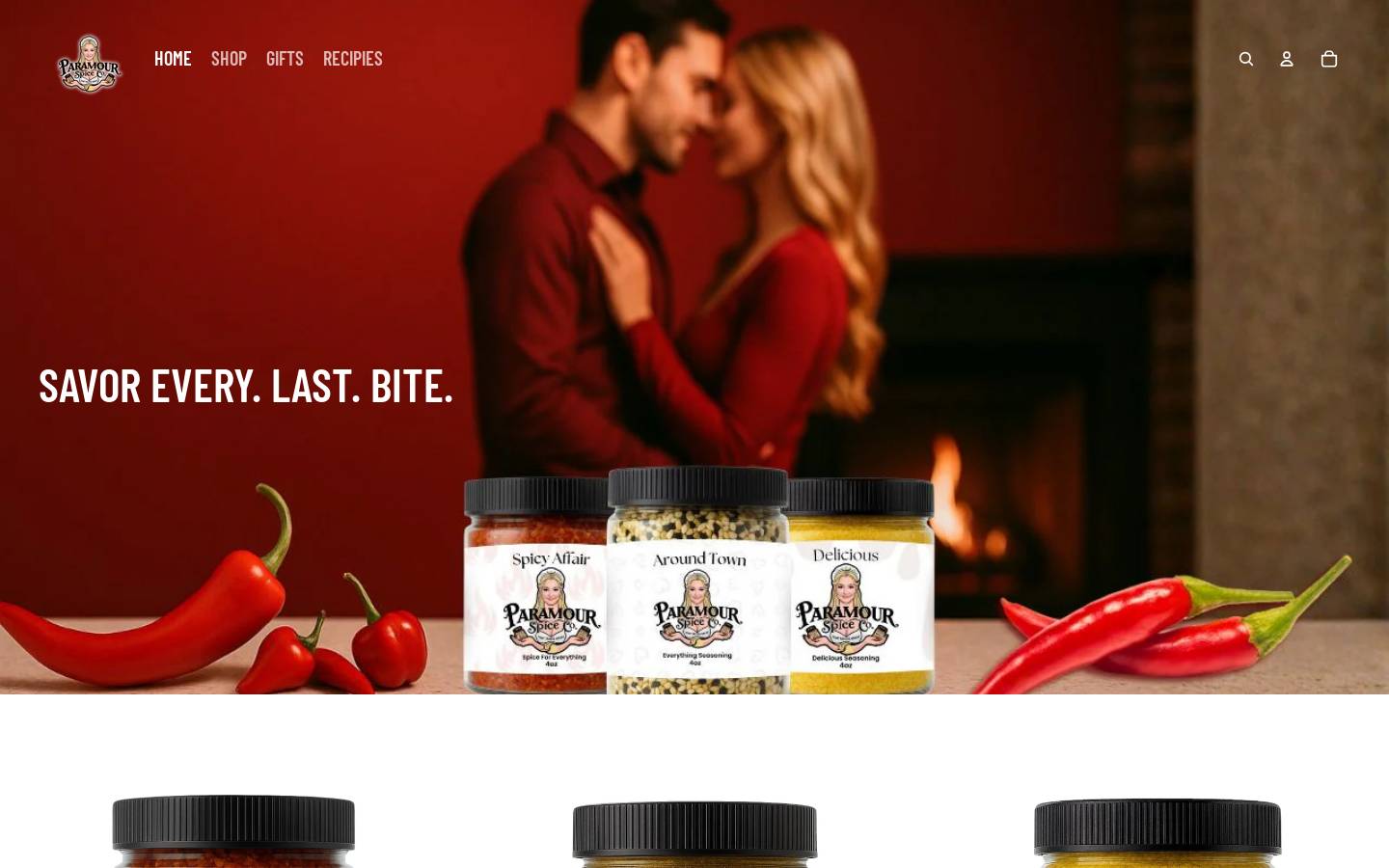 paramourspice.com homepage screenshot