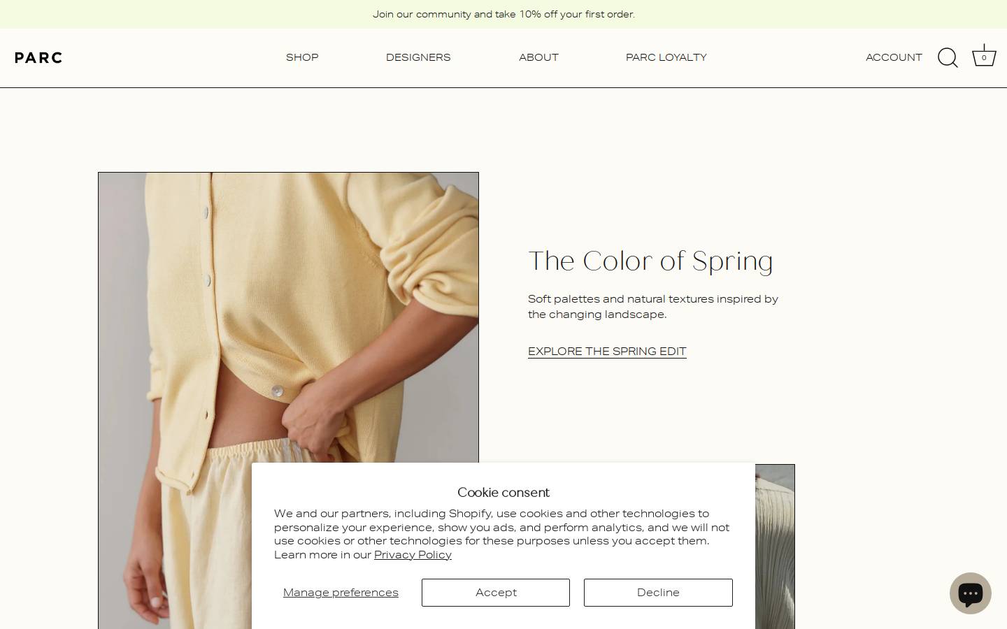 parcboutique.com homepage screenshot