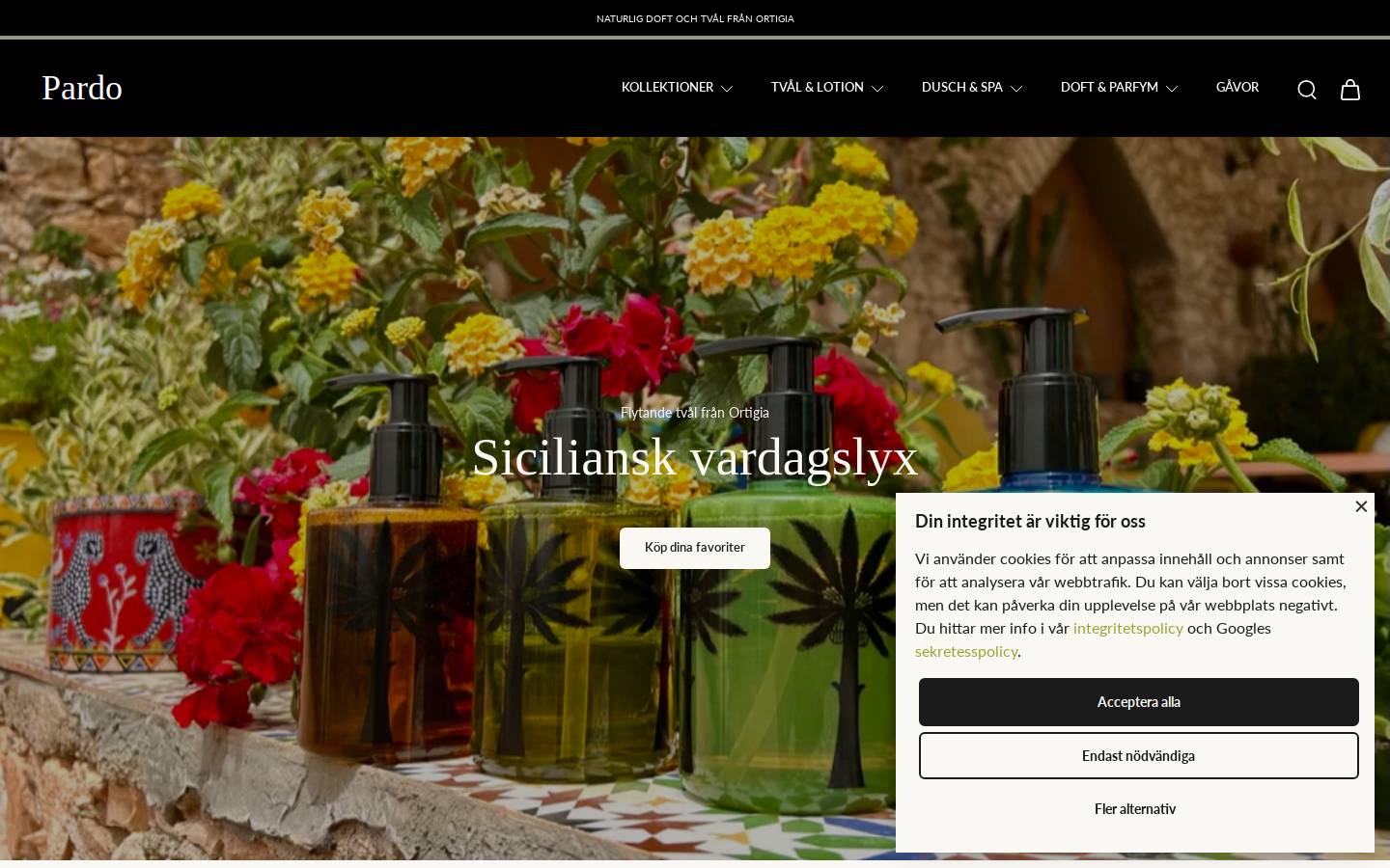 pardo.se homepage screenshot
