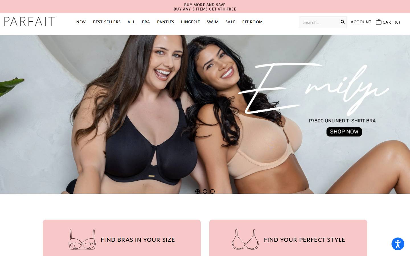 parfaitlingerie.com homepage screenshot