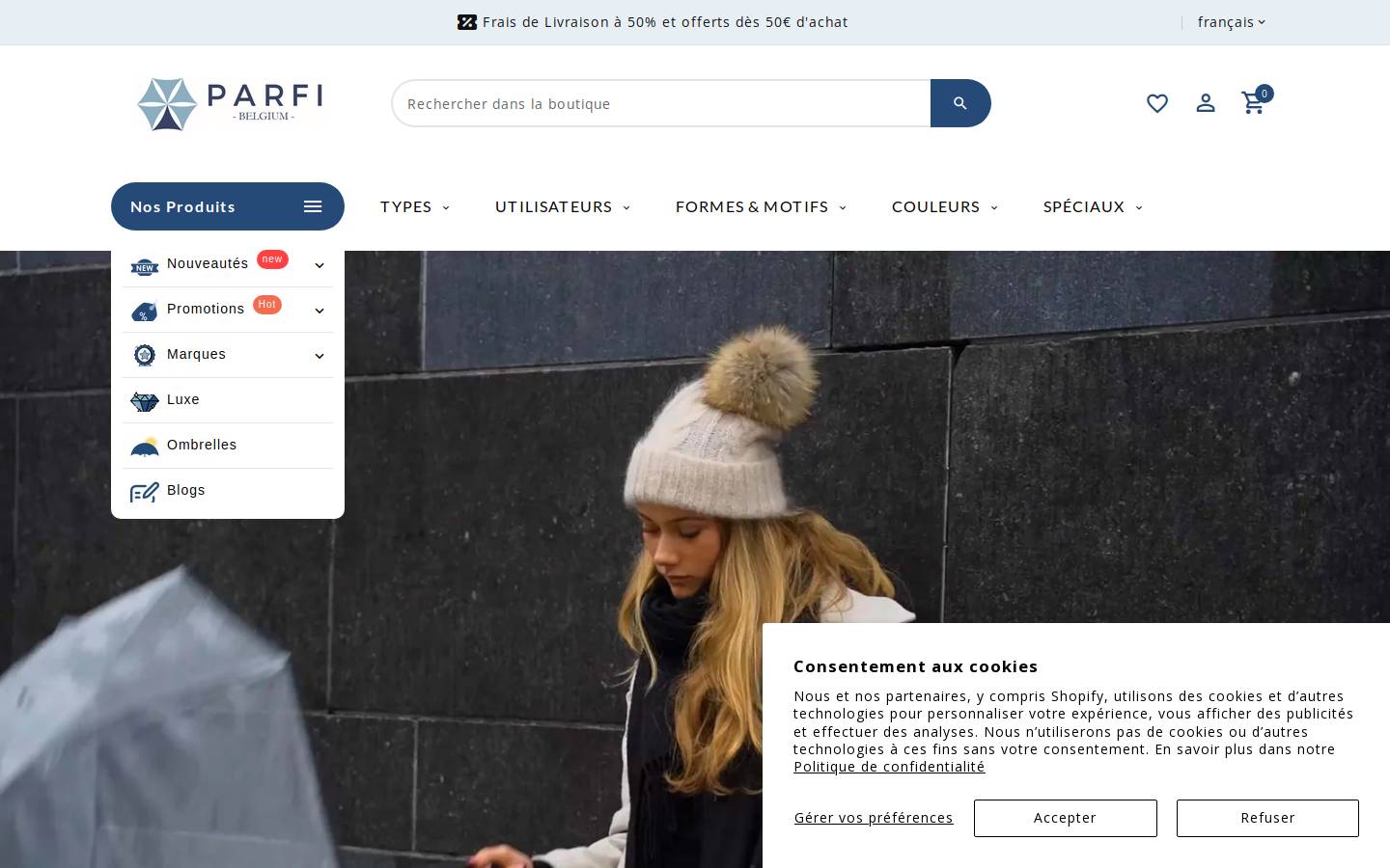 parfi.be homepage screenshot