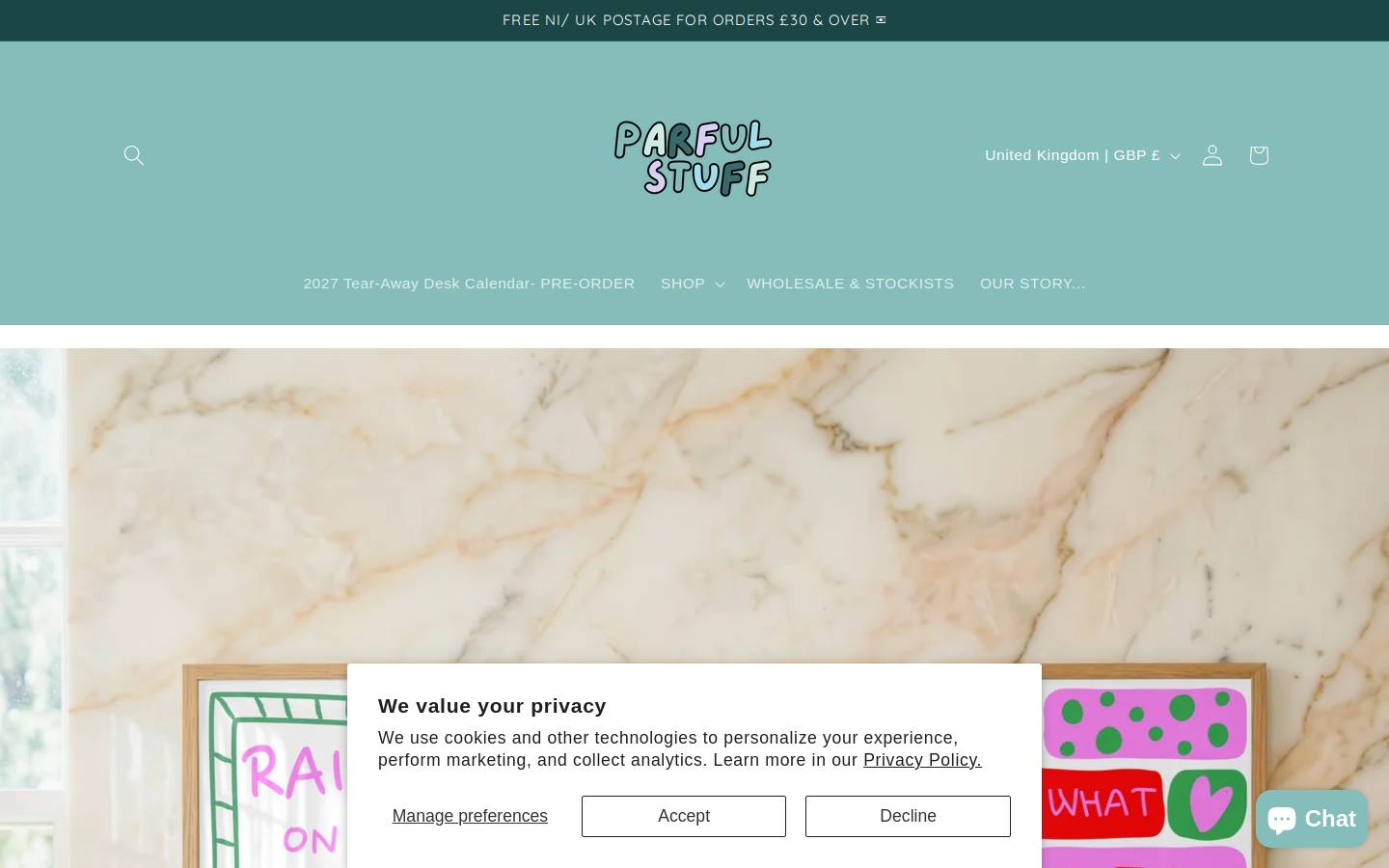 Parful Stuff homepage screenshot
