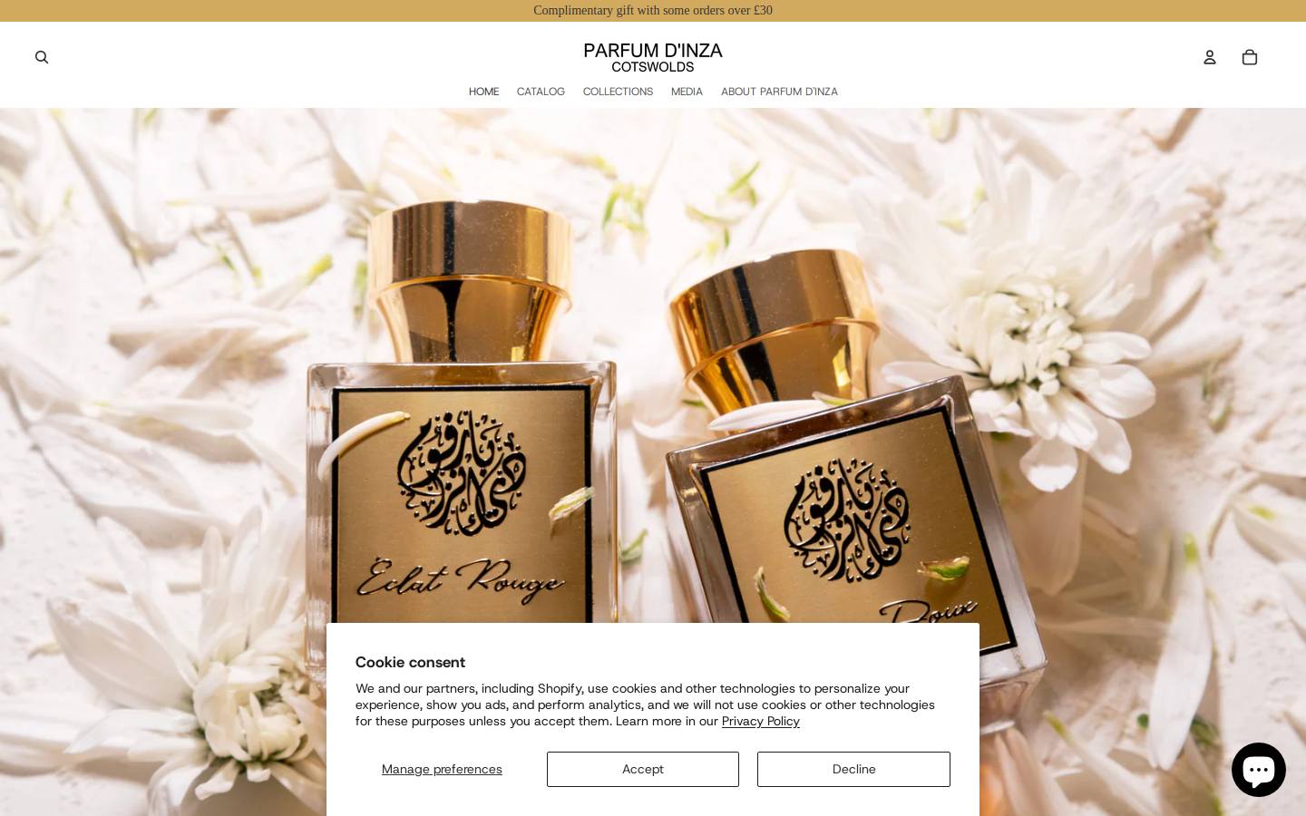 Parfum d'Inza homepage screenshot