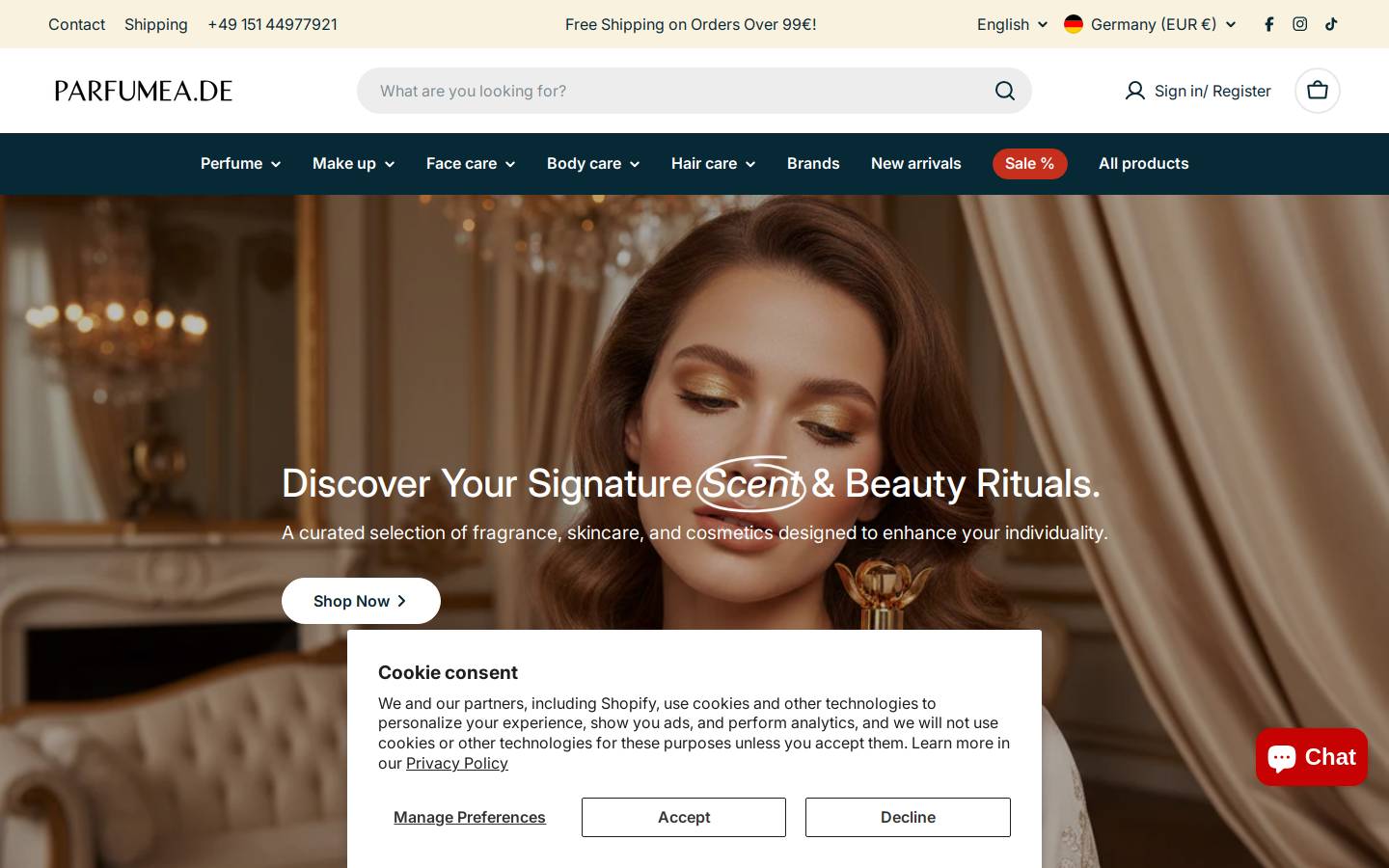 Parfumea.de homepage screenshot