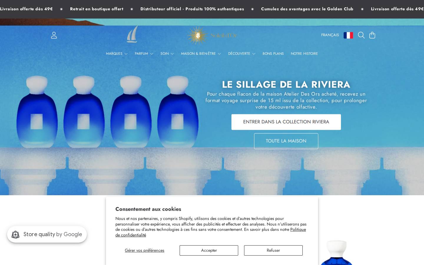 Parfumerie du Soleil d’Or homepage screenshot