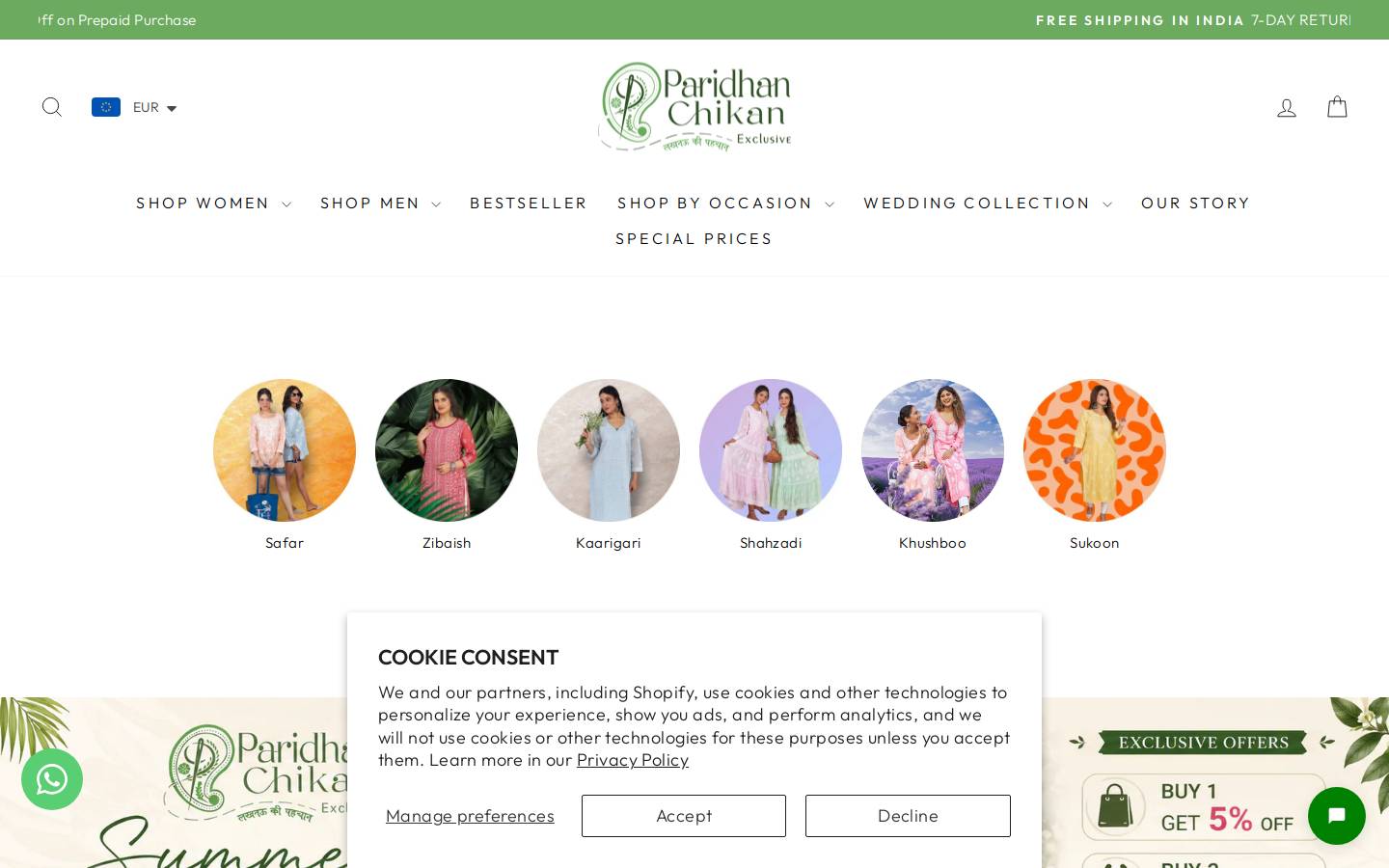 paridhanchikan.com homepage screenshot