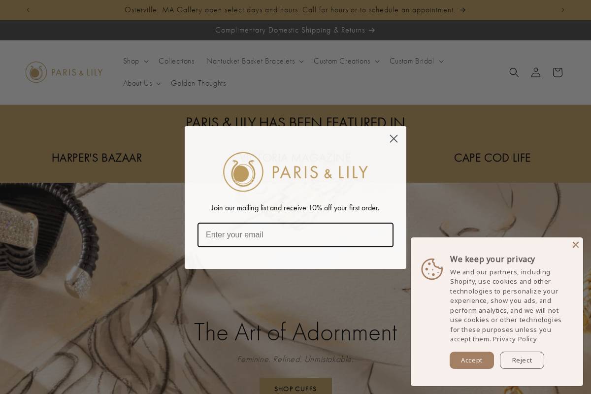 parisandlily.com homepage screenshot