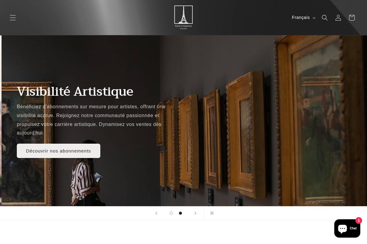 pariscreationsvirtuelles.com homepage screenshot