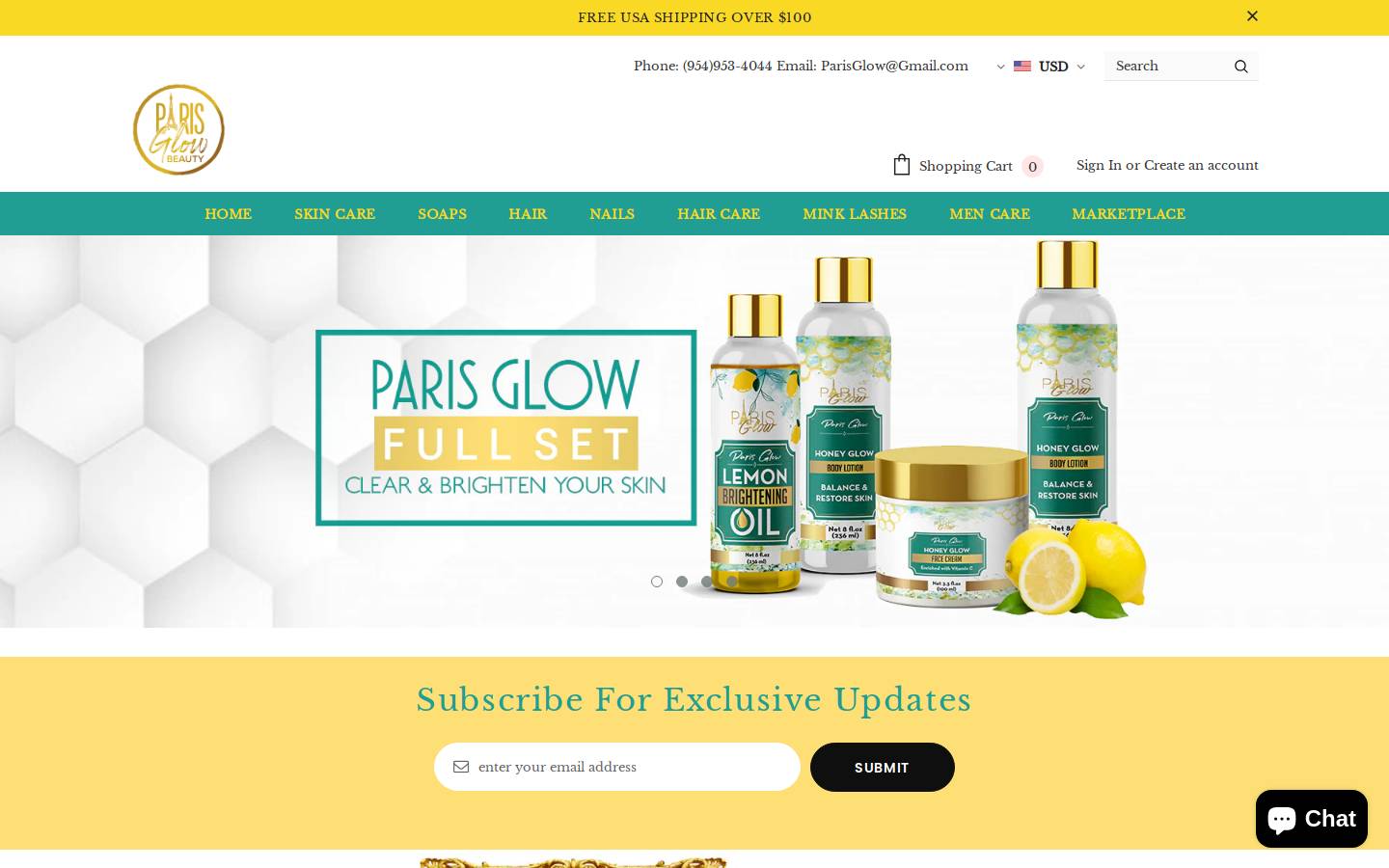 parisglow.com homepage screenshot