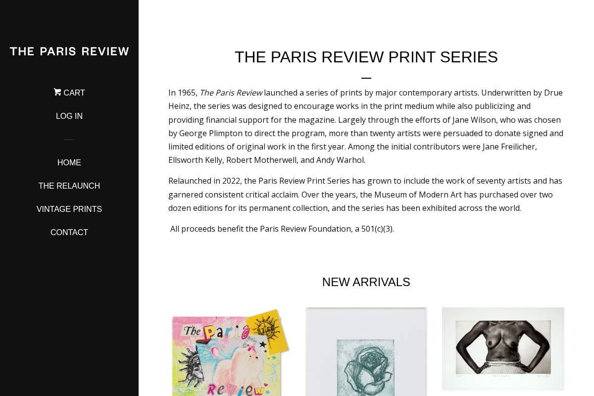 Paris Review Prints homepage screenshot
