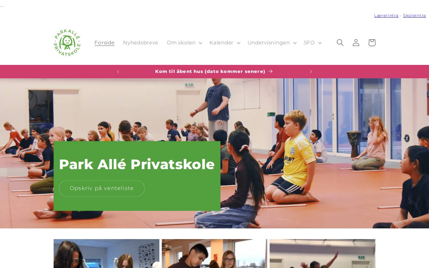 Parkalleprivatskole homepage screenshot