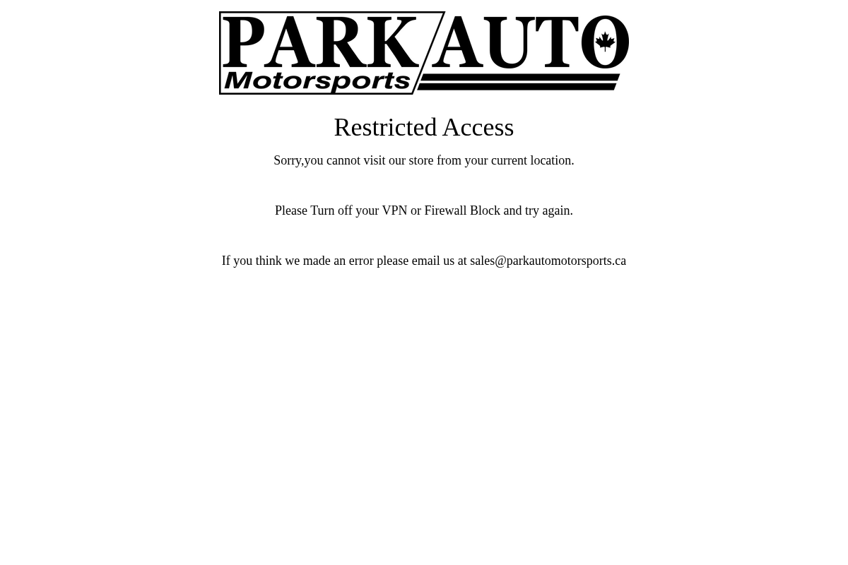 parkautomotorsports.ca homepage screenshot