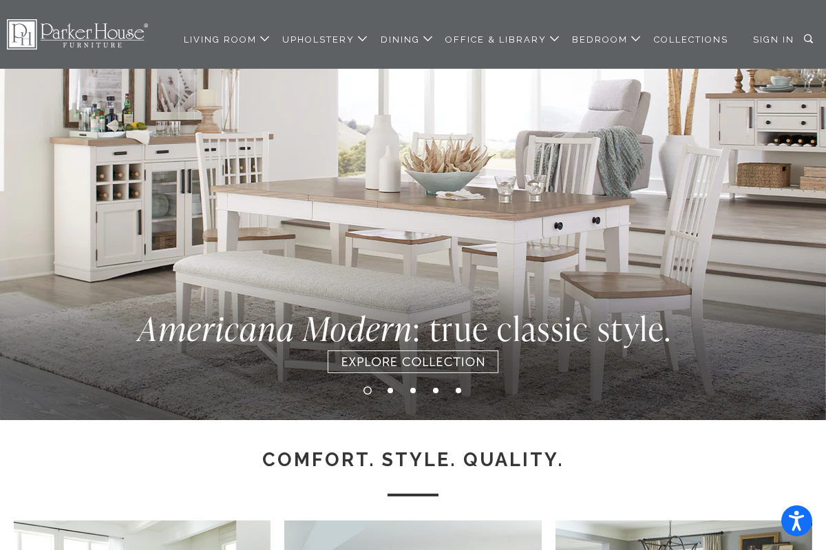 Parker House Furniture homepage screenshot