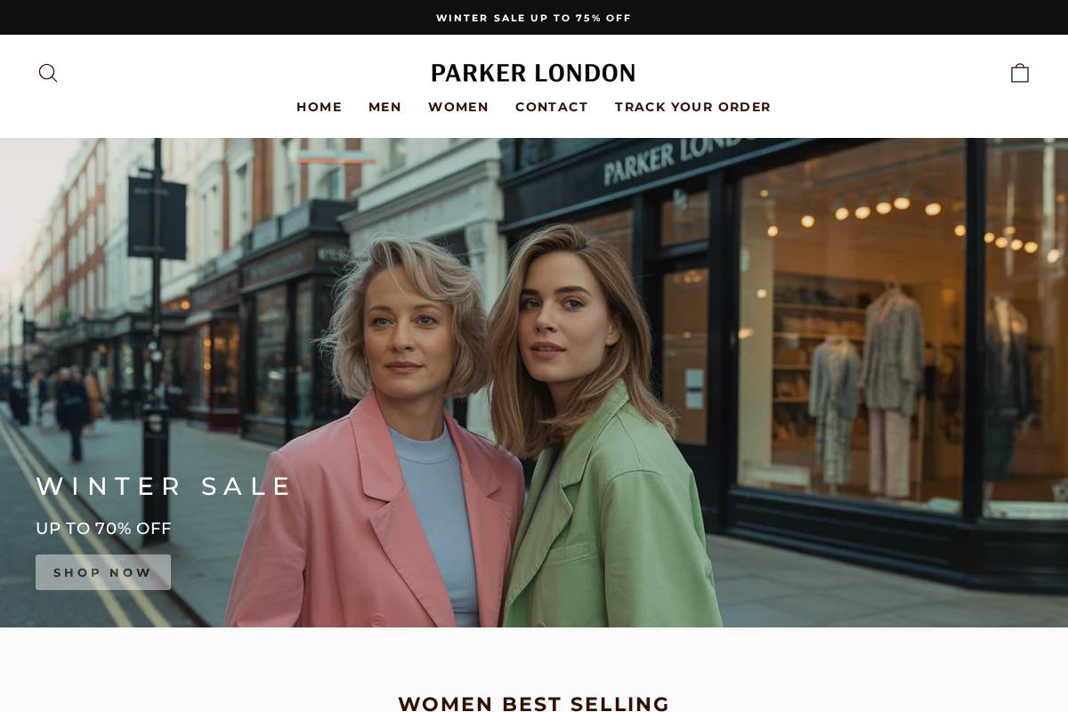 Parker London homepage screenshot