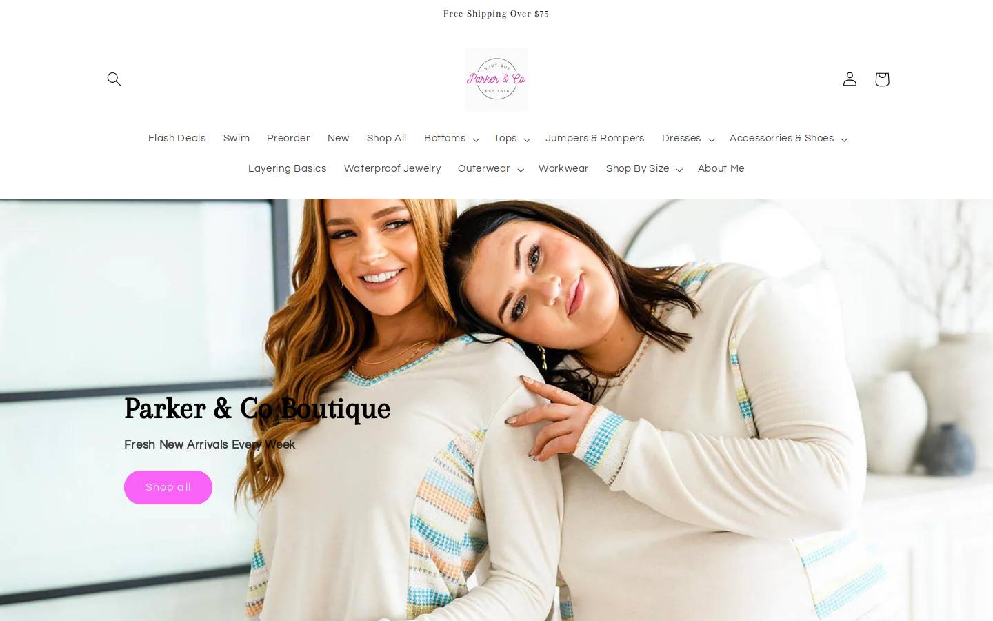 parkerandcoboutique.com homepage screenshot
