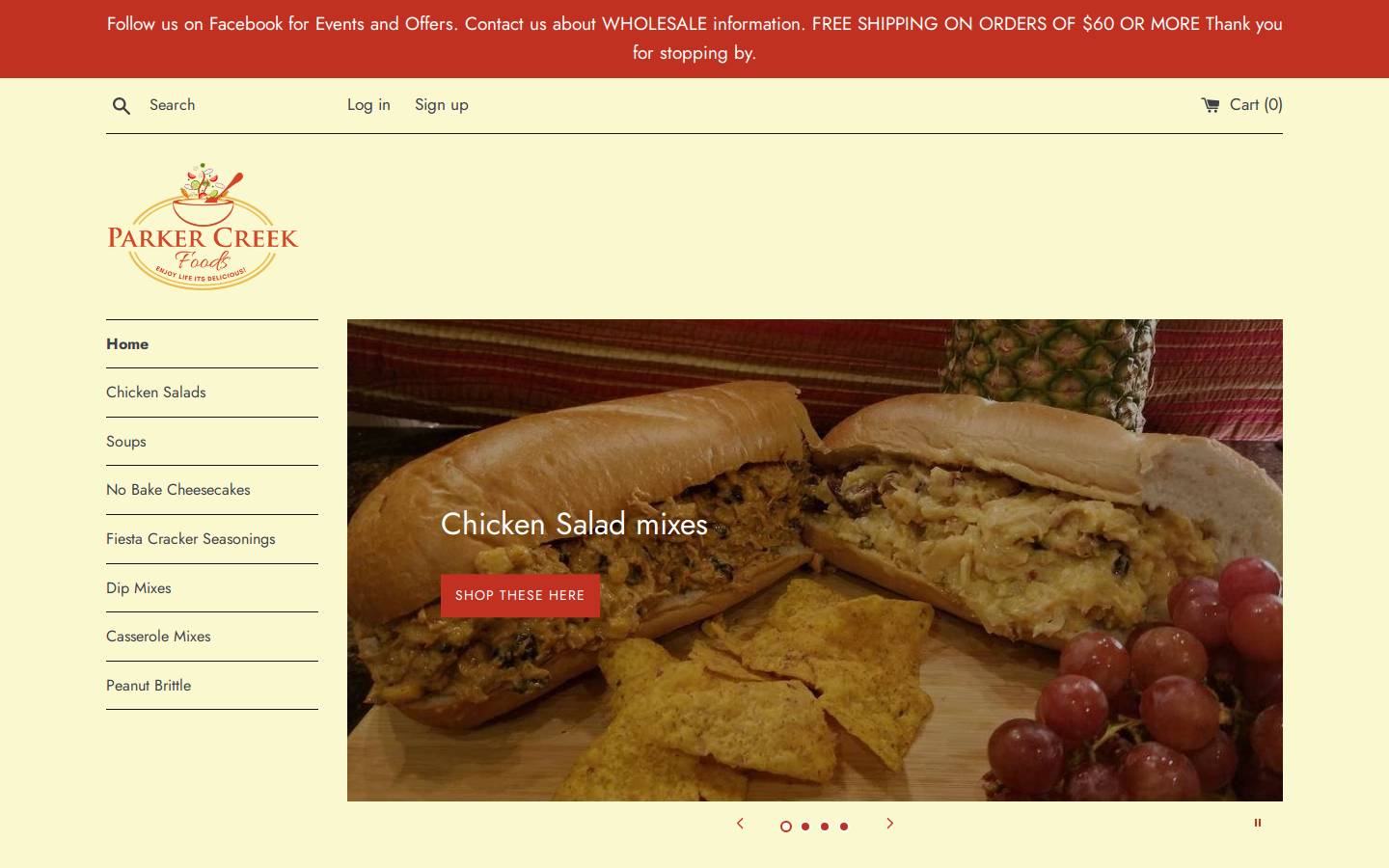 parkercreekfoods.com homepage screenshot