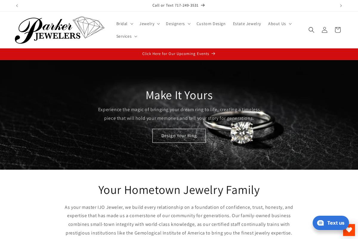 parkerjewelers.com homepage screenshot