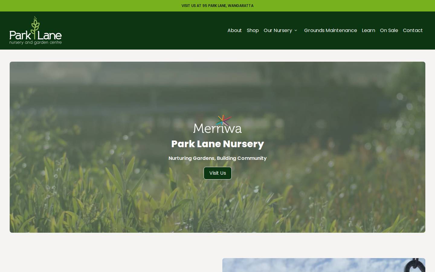 parklanenursery.com.au homepage screenshot