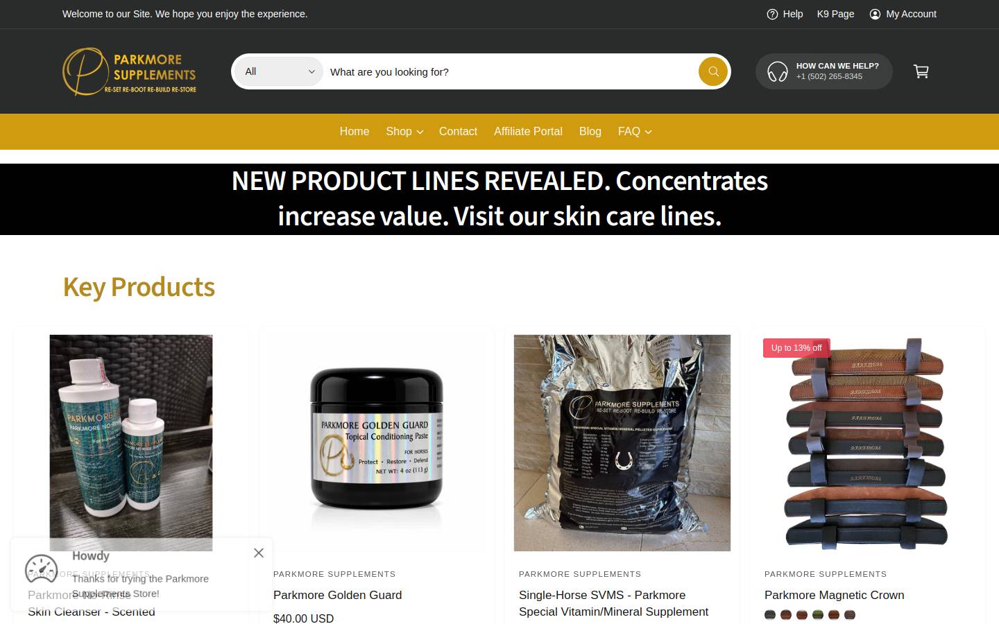 parkmoresupplements.com homepage screenshot