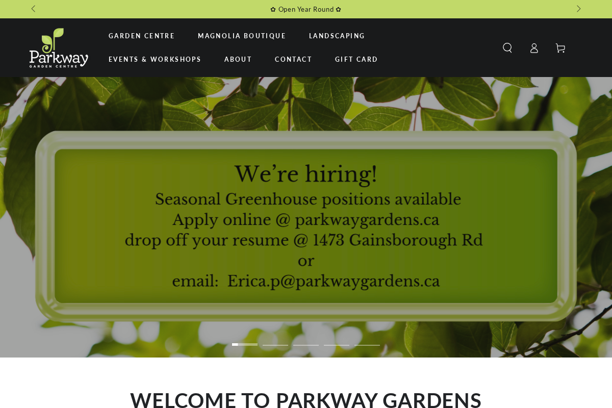 Parkway Garden Centre homepage screenshot