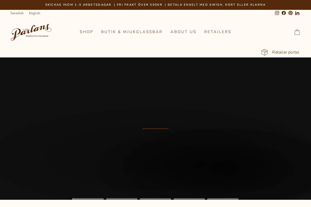 Pärlans Konfektyr homepage screenshot