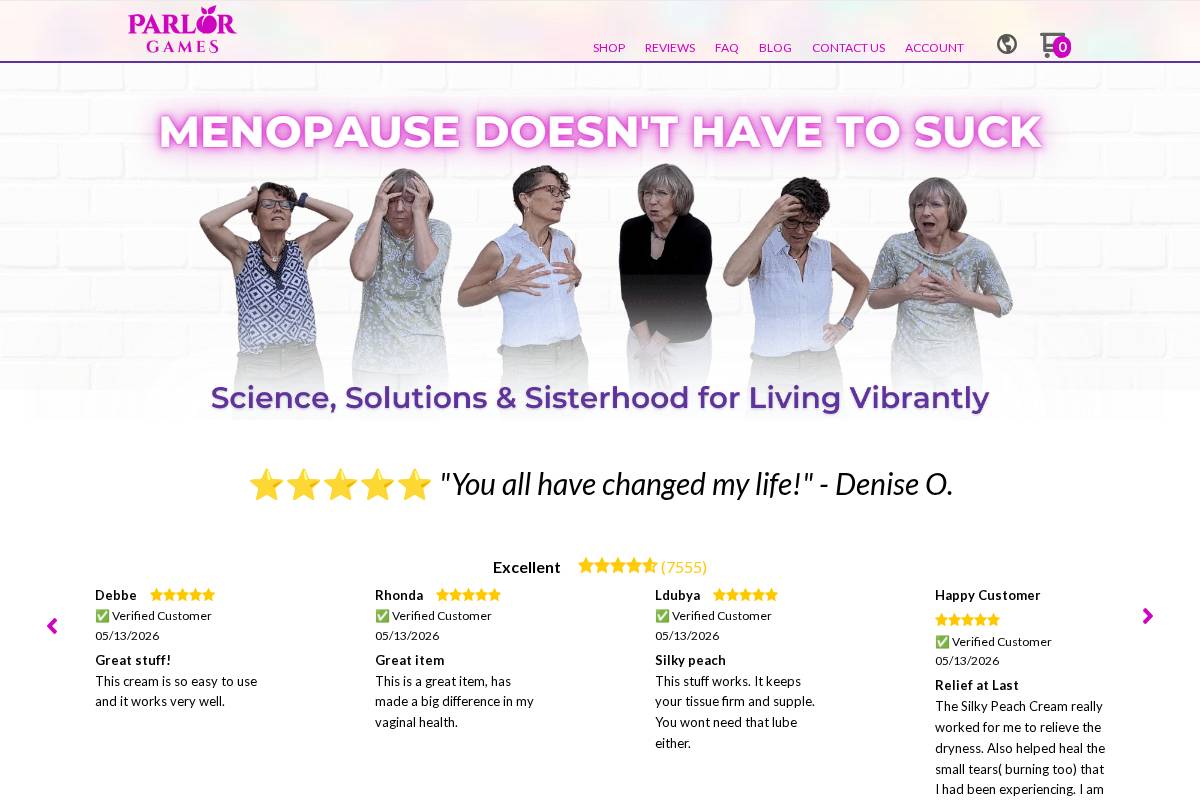 Parlor Games homepage screenshot