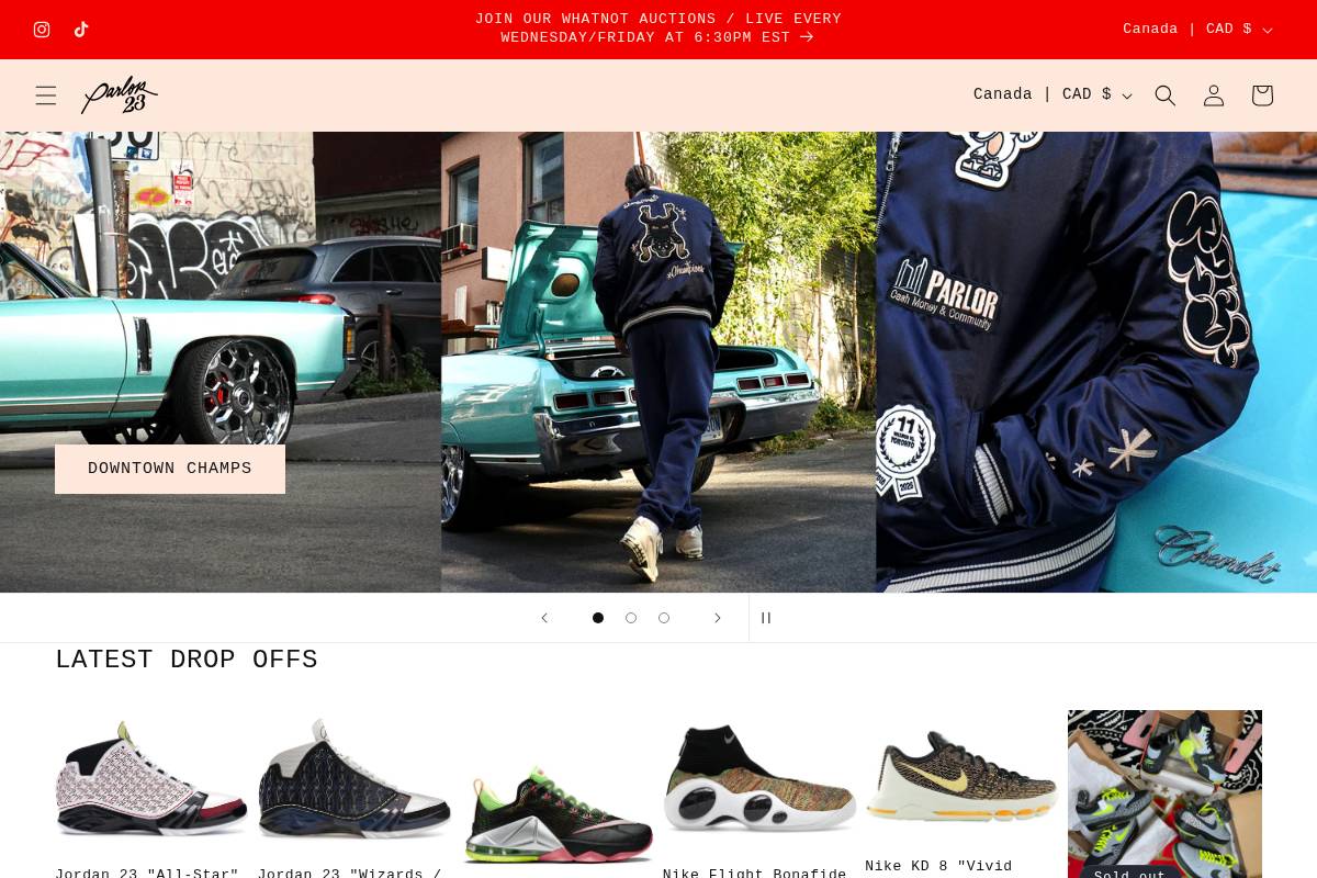 parlor23.com homepage screenshot