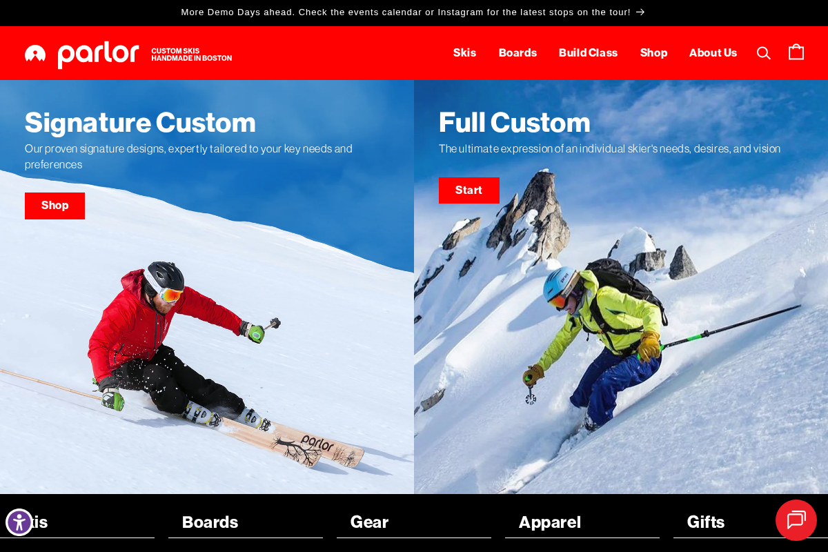 parlorskis.com homepage screenshot