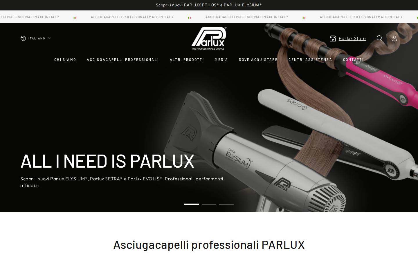 parlux.it homepage screenshot
