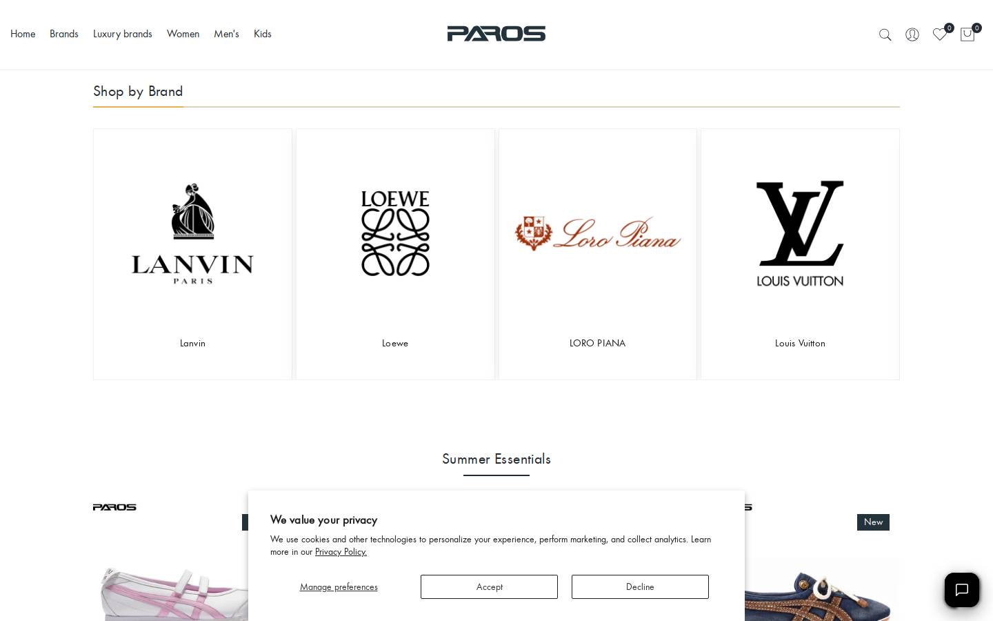 parosstore.com homepage screenshot